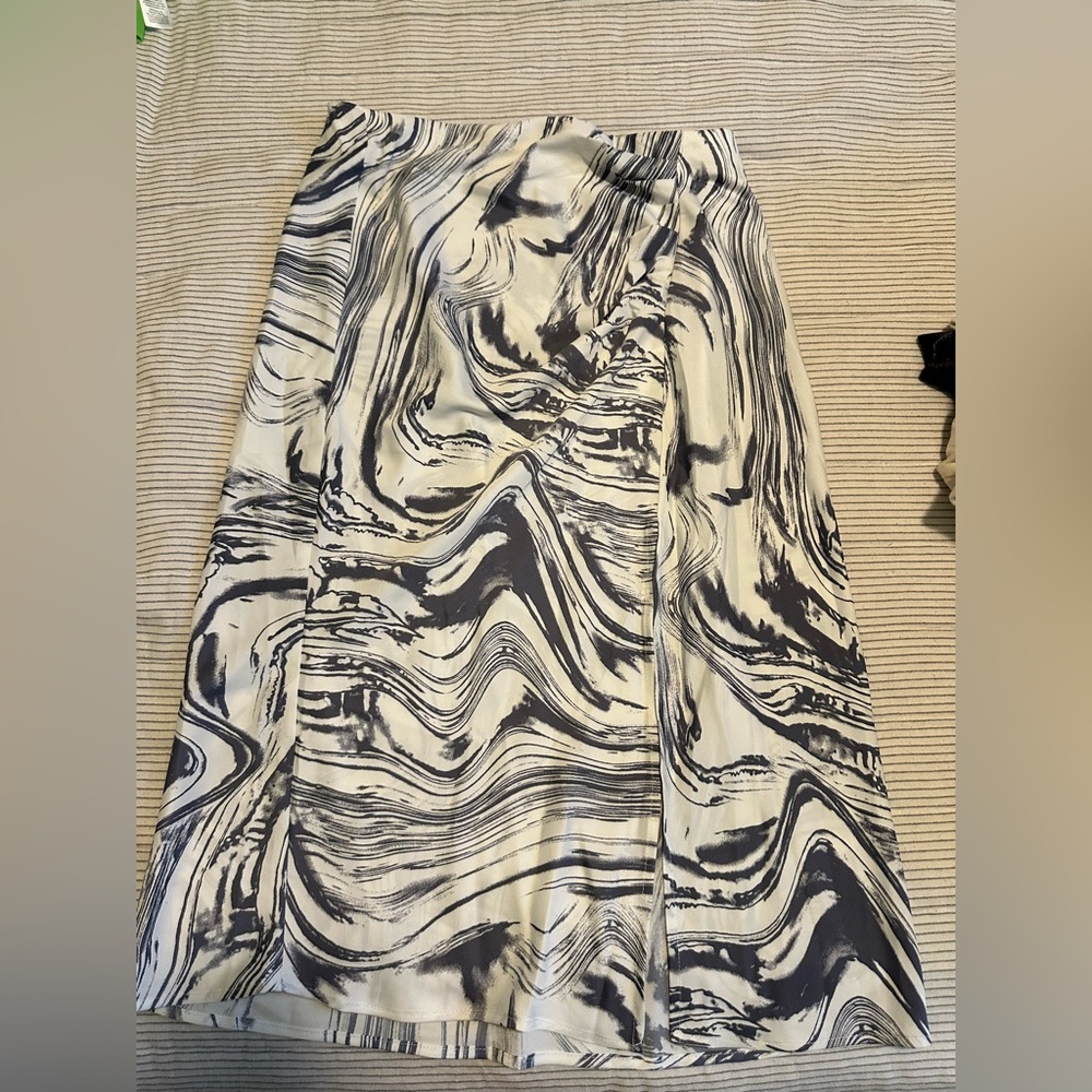 A New Day Black and White Swirl A-Line Skirt